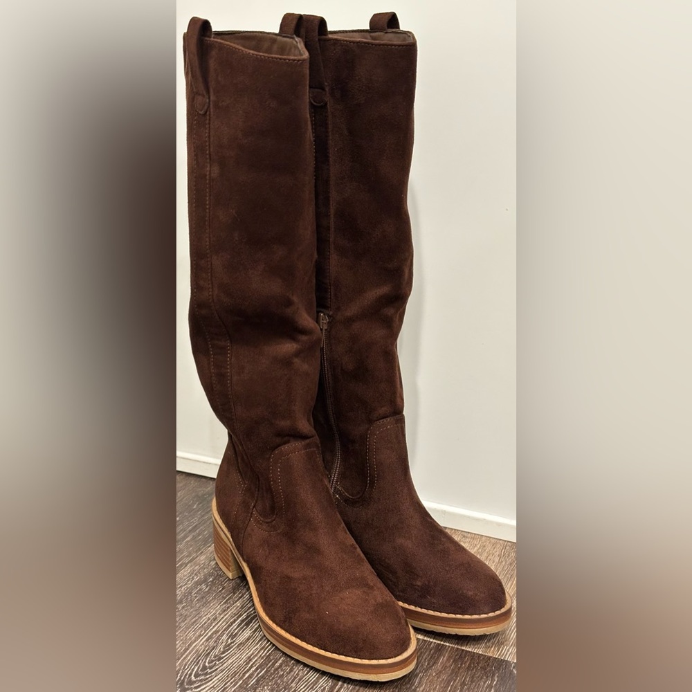NWOT Seychelles Baylee Knee High Boots Size 5.5 Chocolate Brown Faux Suede - Picture 13 of 13